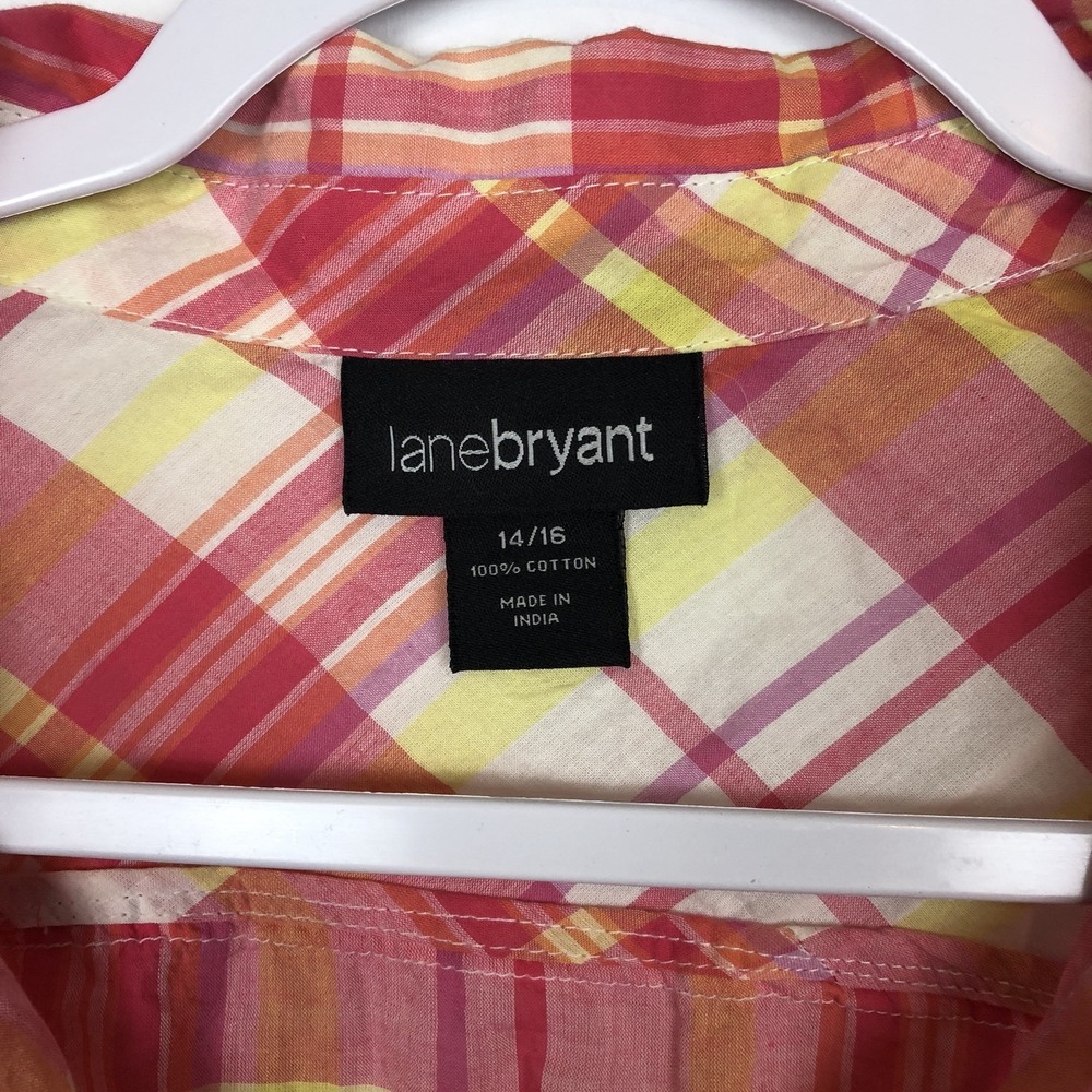 Womens Button Up Blouse Size 14/16 Lane Bryant Plaid - Picture 2 of 5